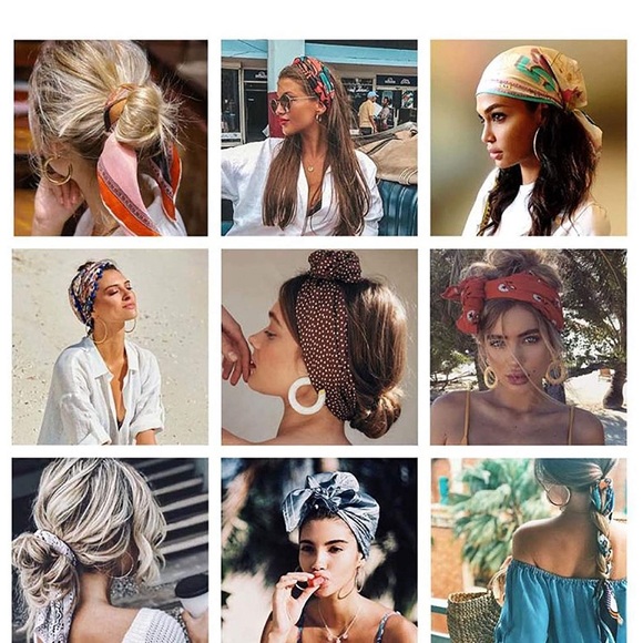 Satin Square Scarves Neck Hair Head Scarf 2 for 30 - Picture 3 of 8